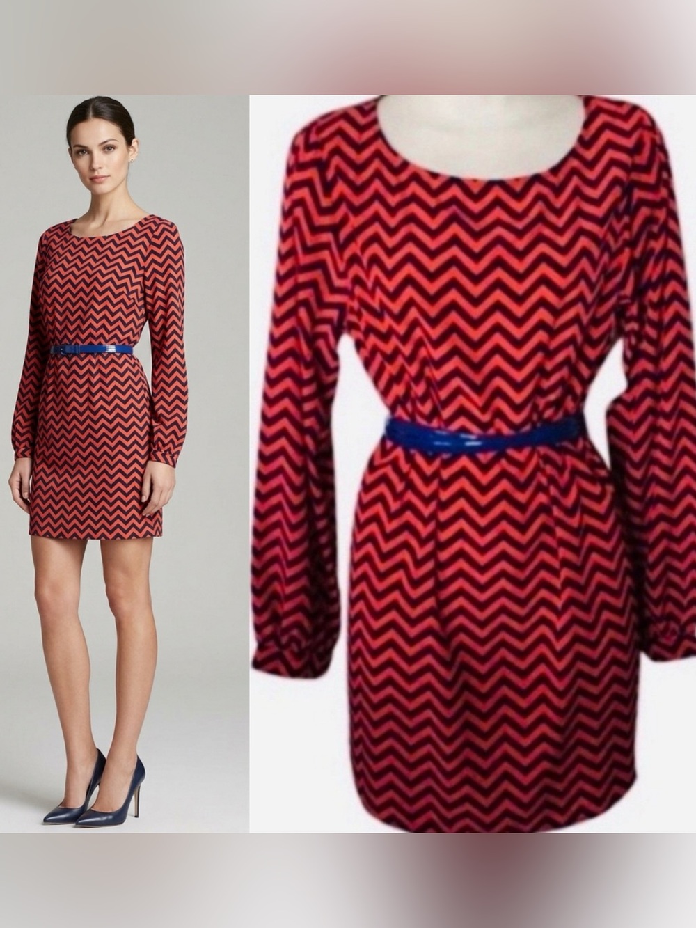 $108 Anthropologie Everly Chevron Print Red & Blue Summer Dress